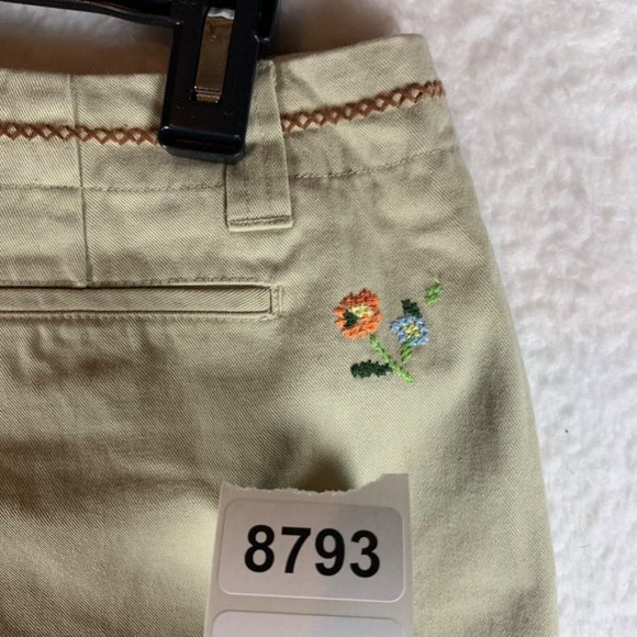 Gap Women's Clean Cut Floral Embroidered Khaki Cropped Capri Pants Size 10 8793 - Picture 13 of 13